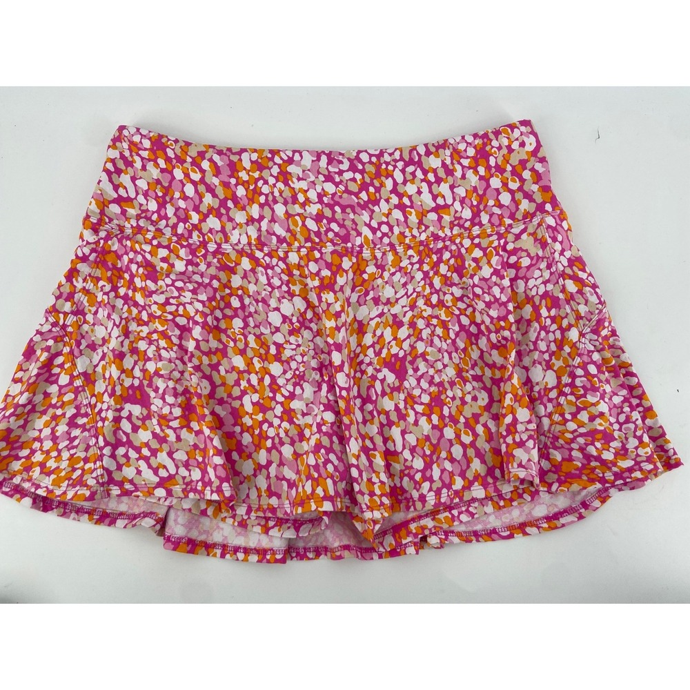 IBKUL Skort Women Large Pink Orange Abstract Pickleball Athletic Golf Tennis UPF